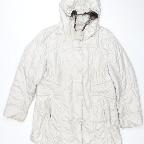 Betty Barclay Womens Beige Hooded Puffer Coat Size 16