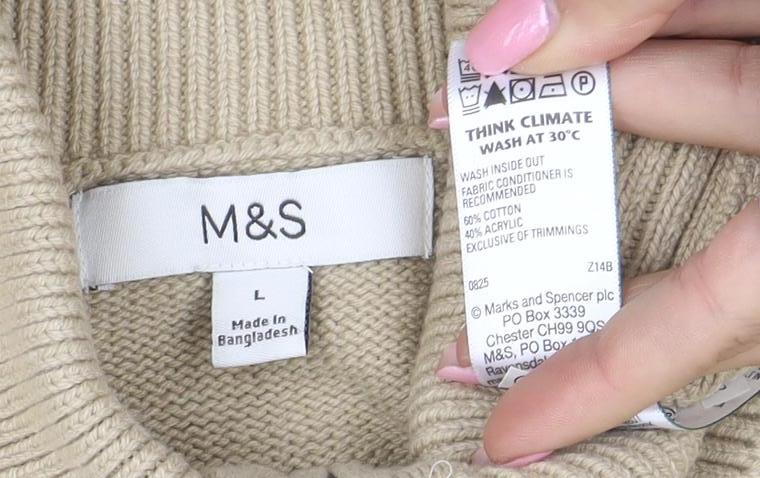 Marks and Spencer Women Beige Full Zip Collared Cotton Jumper L