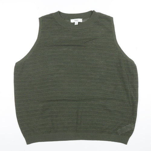 Marks and Spencer Women’s Green Open-Knit Sleeveless Vest Jumper Size L