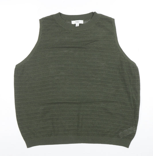 Marks and Spencer Women’s Green Open-Knit Sleeveless Vest Jumper Size L