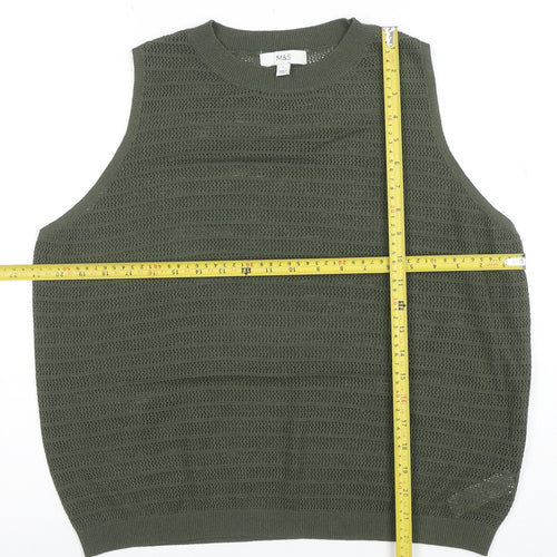 Marks and Spencer Women’s Green Open-Knit Sleeveless Vest Jumper Size L