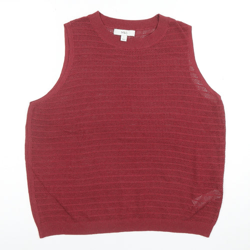 Marks and Spencer Women Red Knit Sleeveless Vest L