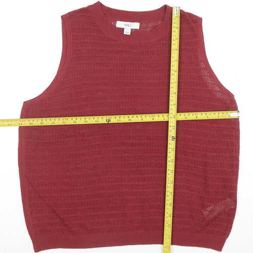 Marks and Spencer Women Red Knit Sleeveless Vest L