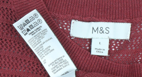 Marks and Spencer Women Red Knit Sleeveless Vest L