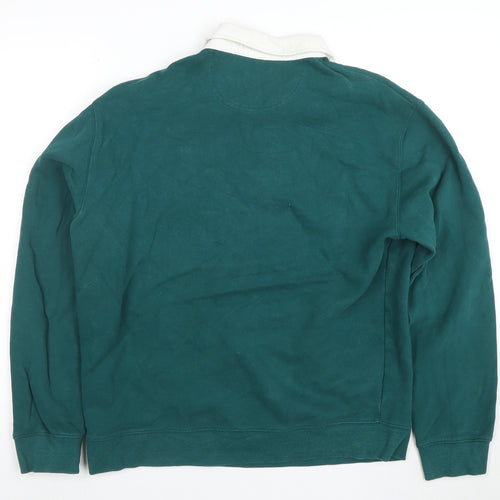Marks and Spencer Mens Green Relaxed Fit Long Sleeve Polo M