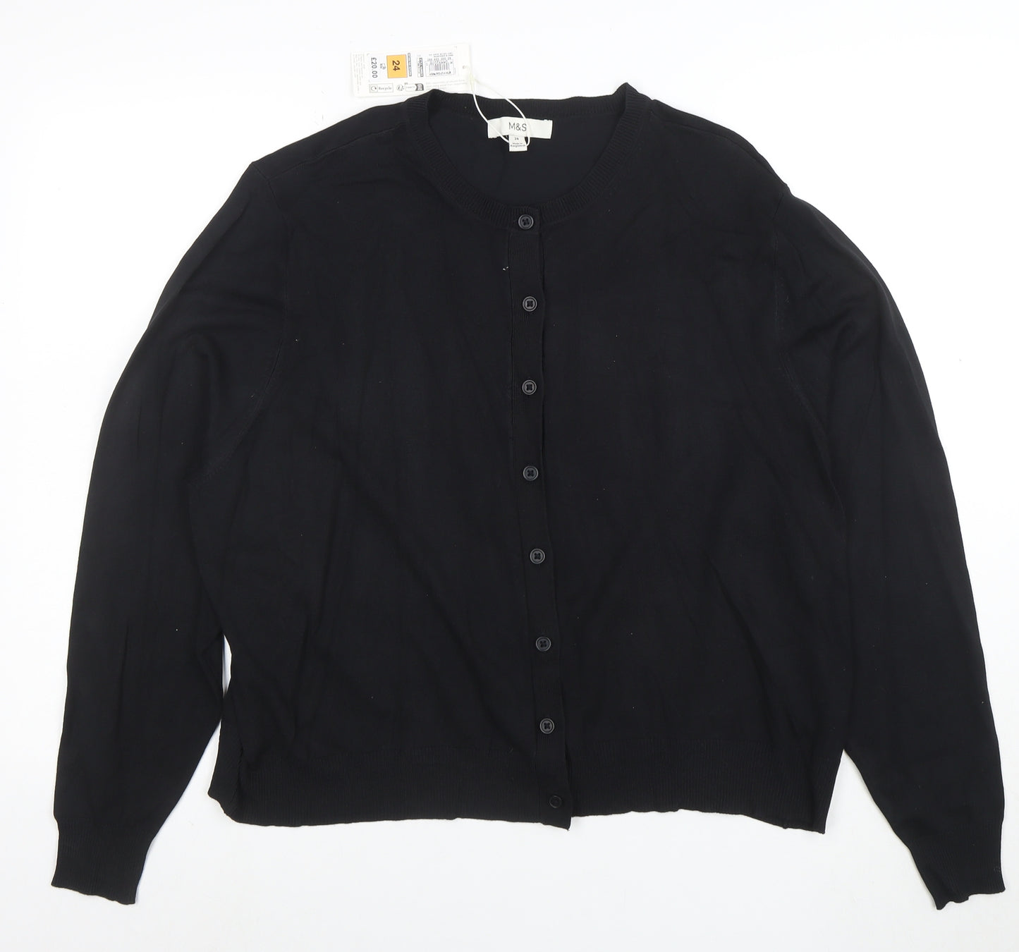 Marks and Spencer Women's Black Size 24 Crew Neck Cardigan