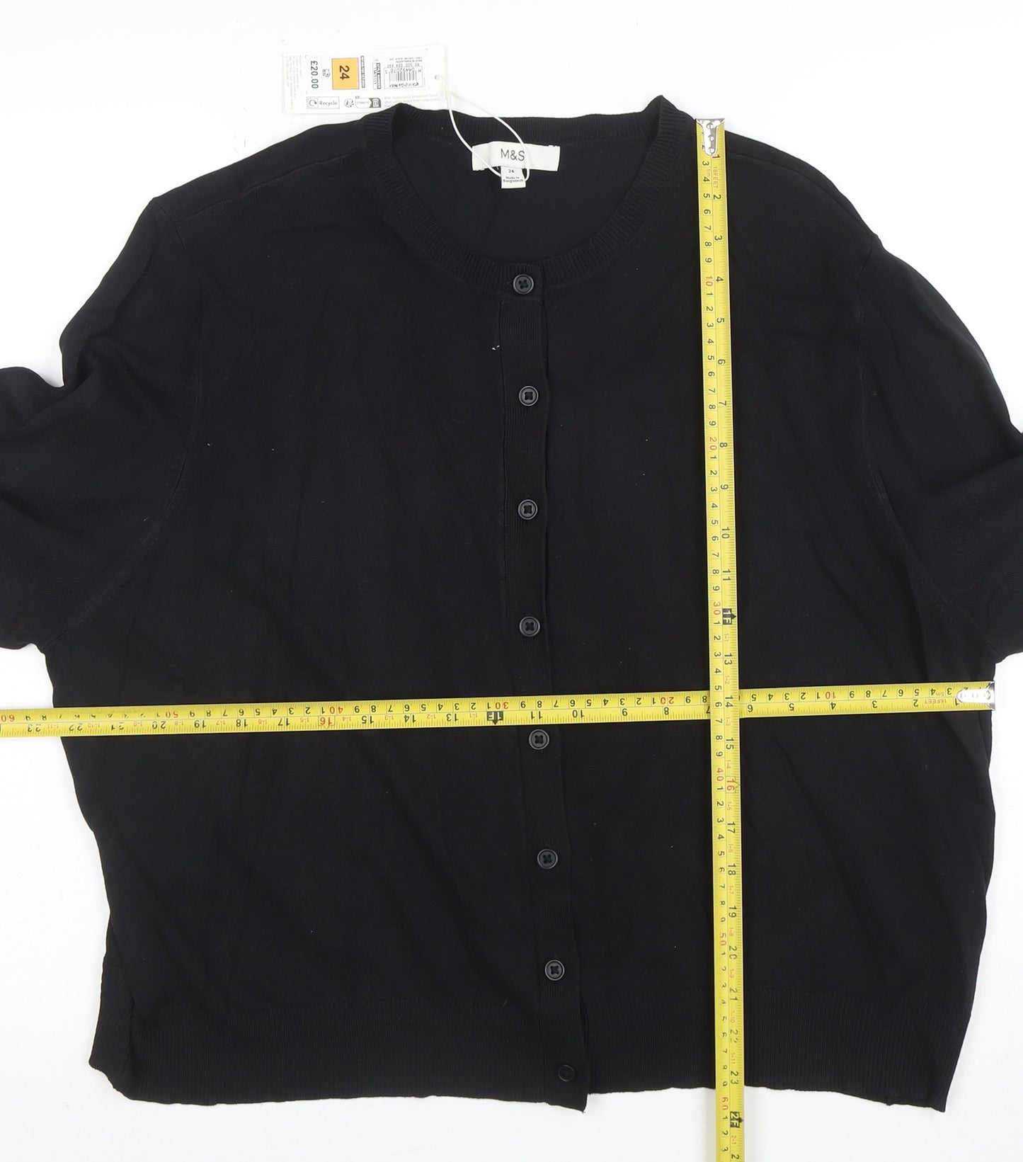 Marks and Spencer Women's Black Size 24 Crew Neck Cardigan