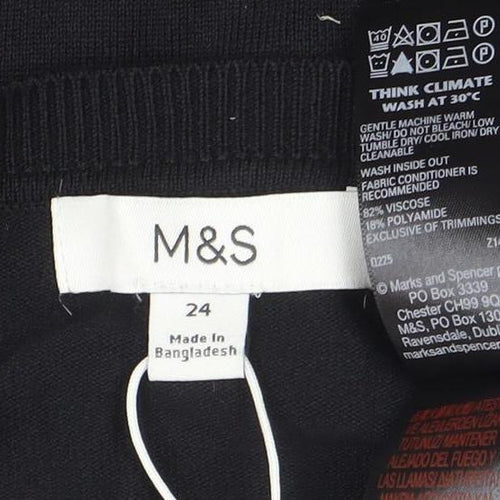 Marks and Spencer Women's Black Size 24 Crew Neck Cardigan