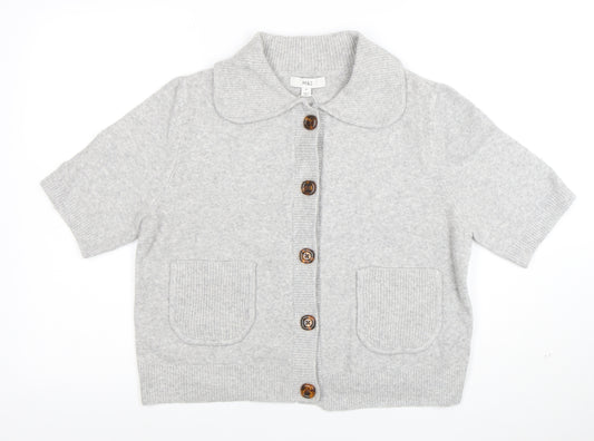 Marks and Spencer Women Grey M Cardigan Short Sleeve Button Knit