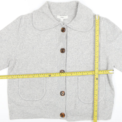 Marks and Spencer Women Grey M Cardigan Short Sleeve Button Knit