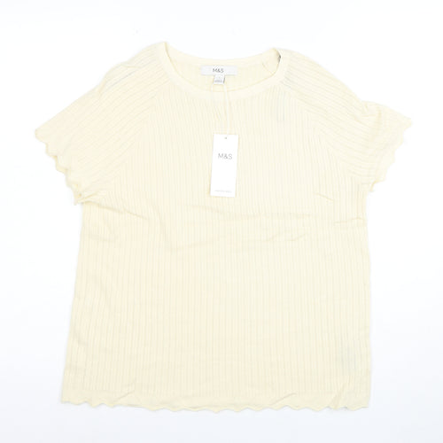 Marks and Spencer Women’s Ivory Knit Short Sleeve T-Shirt L
