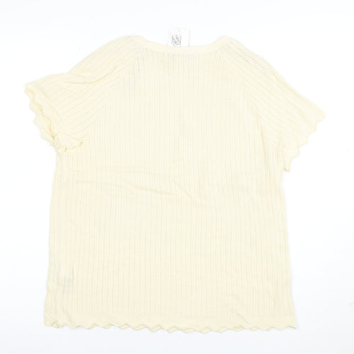 Marks and Spencer Women’s Ivory Knit Short Sleeve T-Shirt L
