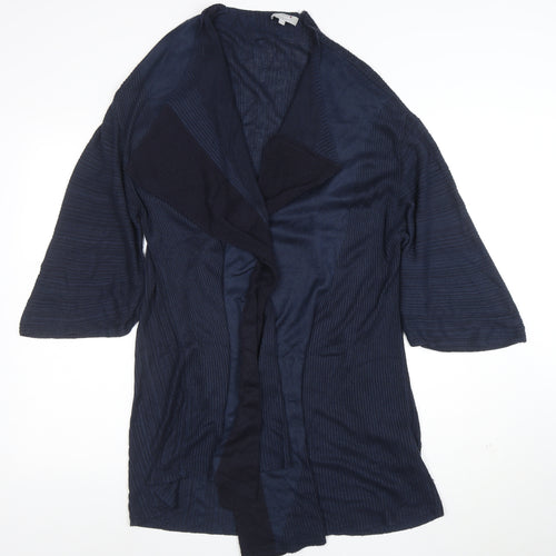 Marks and Spencer Per Una Women's Blue Knit 3/4 Sleeve Open Cardigan M