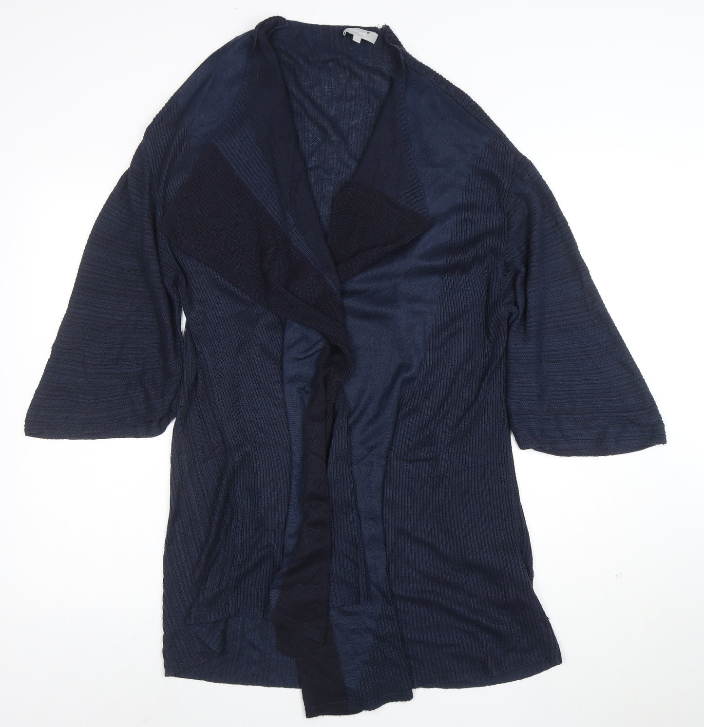 Marks and Spencer Per Una Women's Blue Knit 3/4 Sleeve Open Cardigan M