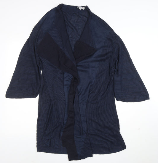 Marks and Spencer Per Una Women's Blue Knit 3/4 Sleeve Open Cardigan M