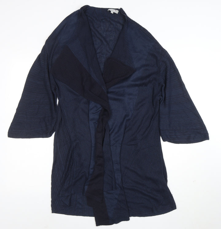 Marks and Spencer Per Una Women's Blue Knit 3/4 Sleeve Open Cardigan M