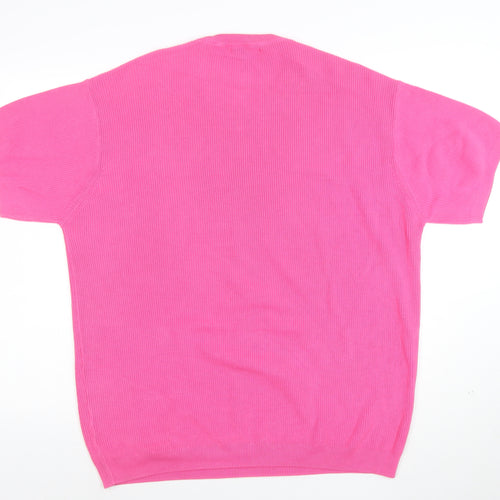 ZARA Women Pink Cotton Knit Short Sleeve T-Shirt Size L