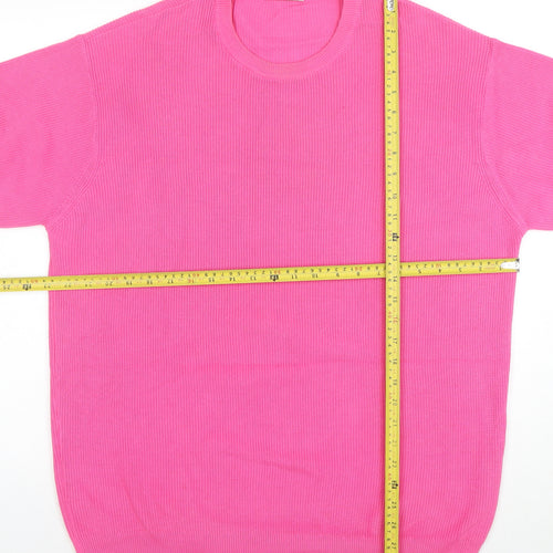 ZARA Women Pink Cotton Knit Short Sleeve T-Shirt Size L