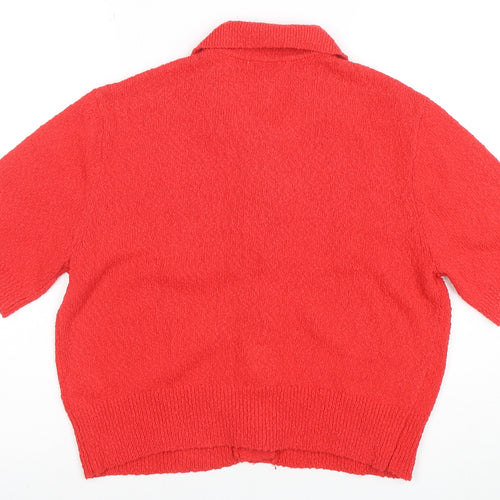 Marks and Spencer Womens Red Short Sleeve Button Cardigan M