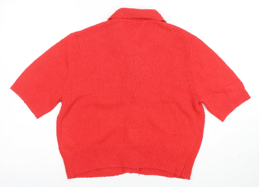 Marks and Spencer Womens Red Short Sleeve Button Cardigan M