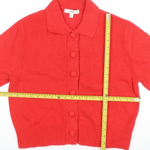 Marks and Spencer Womens Red Short Sleeve Button Cardigan M