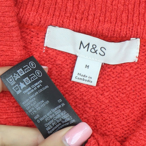 Marks and Spencer Womens Red Short Sleeve Button Cardigan M