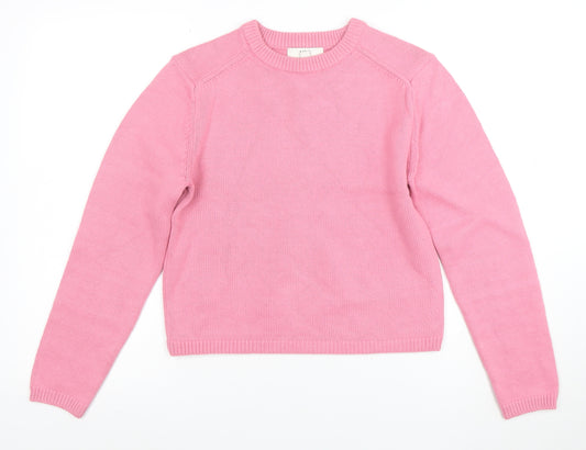 Marks and Spencer Womens Pink XS Crew Neck Cotton Jumper Knitwear