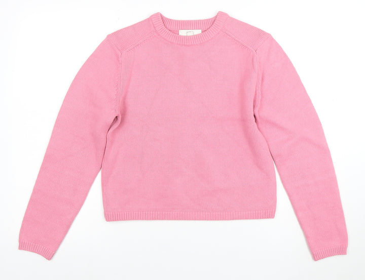 Marks and Spencer Womens Pink XS Crew Neck Cotton Jumper Knitwear