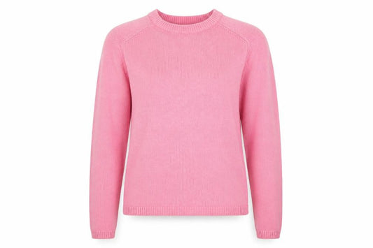 Front view of Marks & Spencer women’s pink xs crew neck cotton jumper knitwear