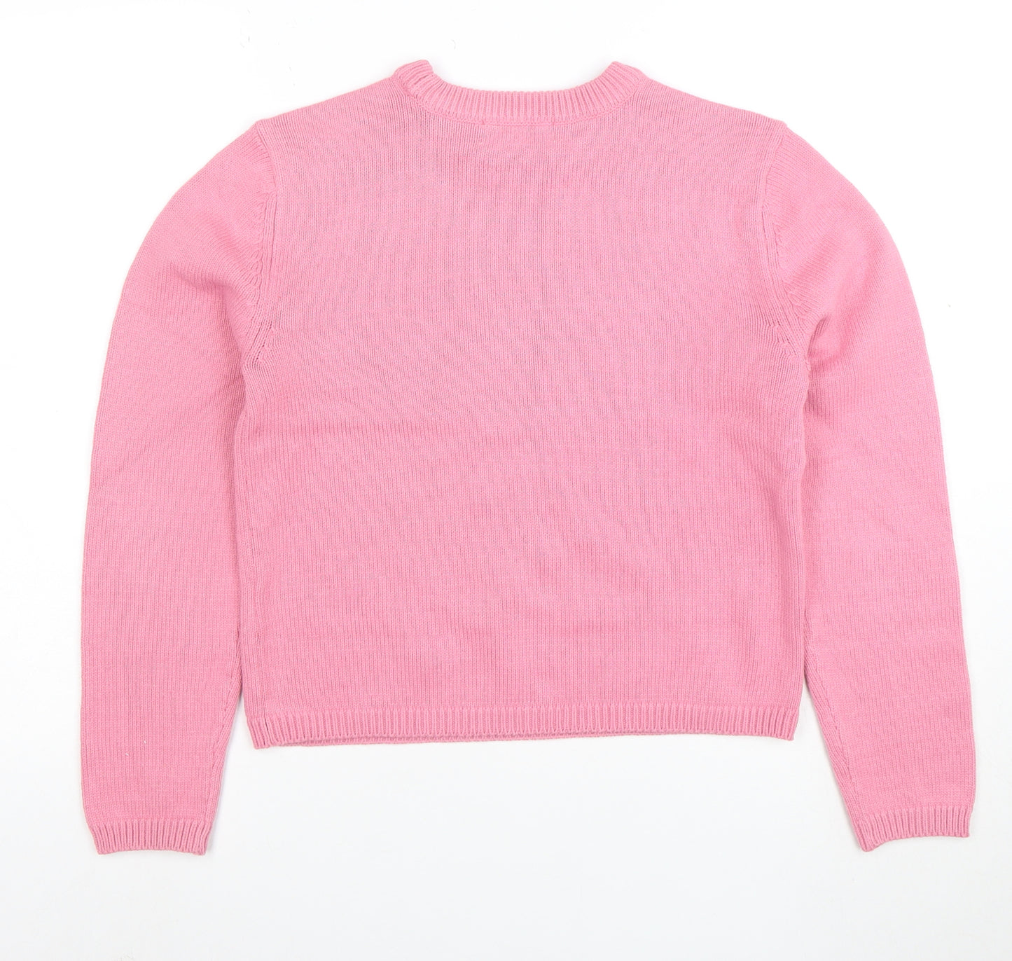 Marks and Spencer Womens Pink XS Crew Neck Cotton Jumper Knitwear