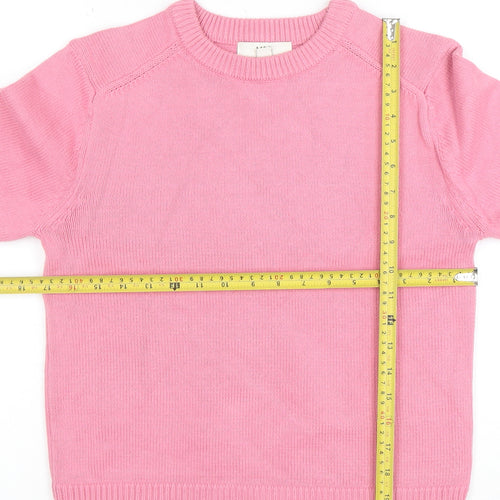 Marks and Spencer Womens Pink XS Crew Neck Cotton Jumper Knitwear