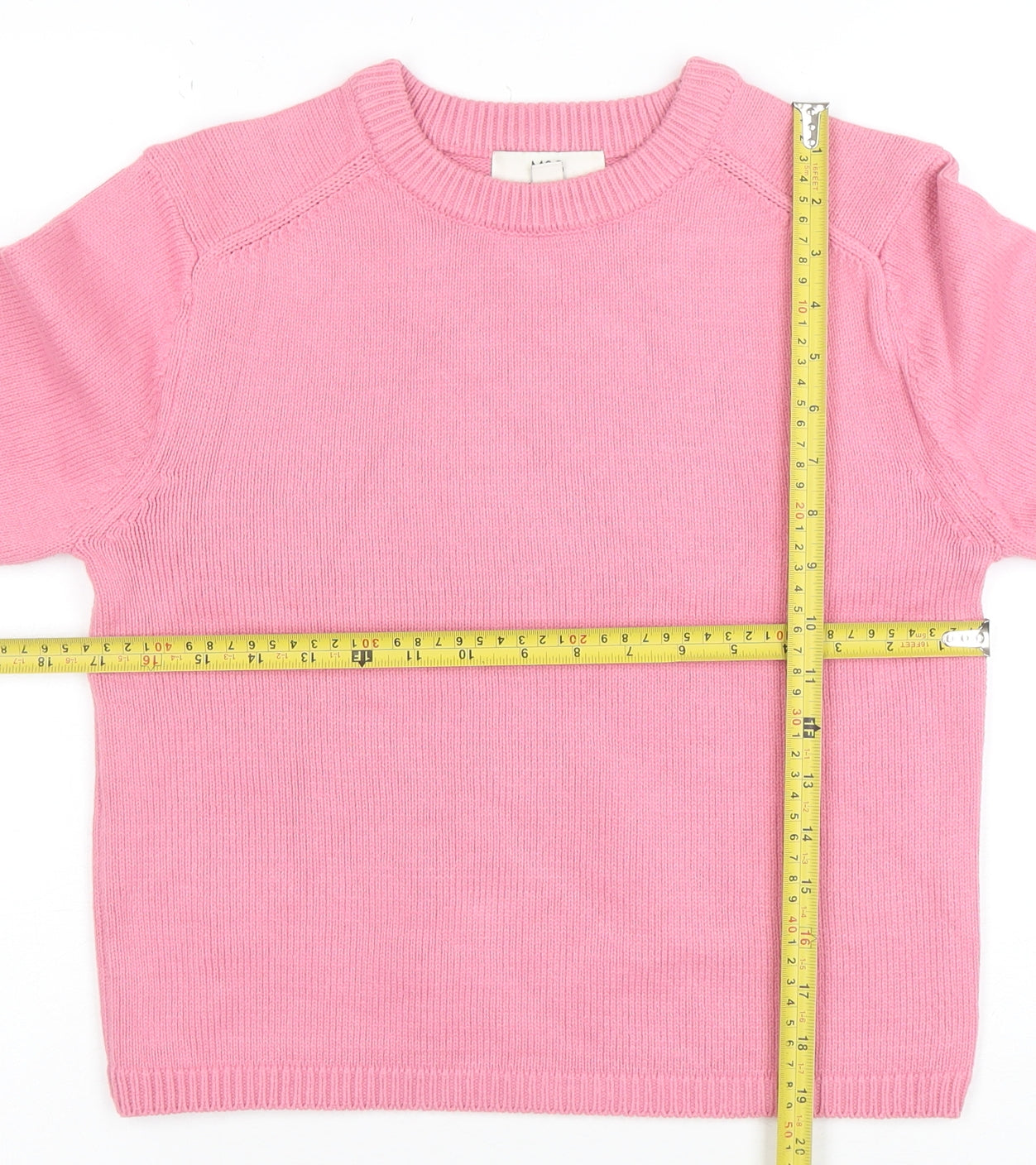 Marks and Spencer Womens Pink XS Crew Neck Cotton Jumper Knitwear