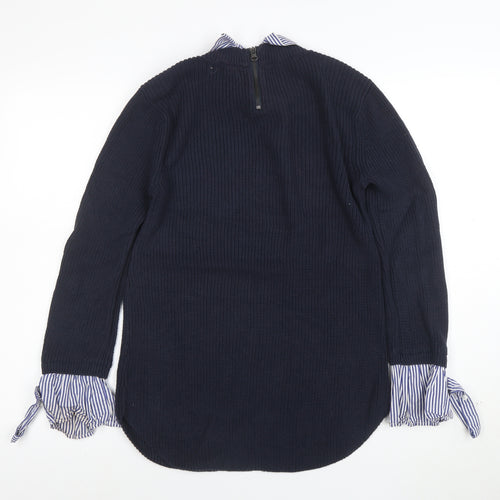 Next Women’s Blue Collared Knit Cotton Jumper Size 10
