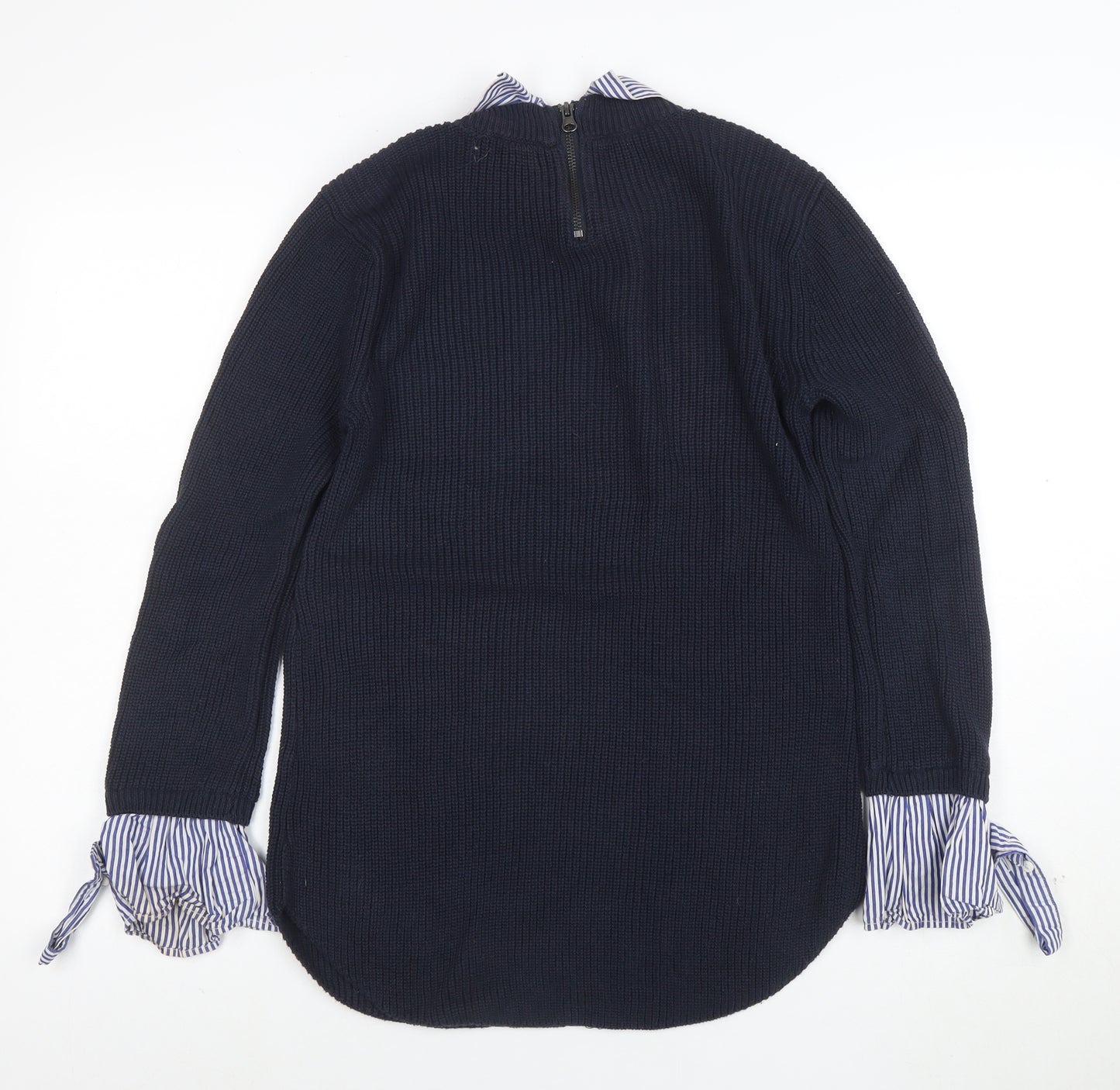Next Women’s Blue Collared Knit Cotton Jumper Size 10