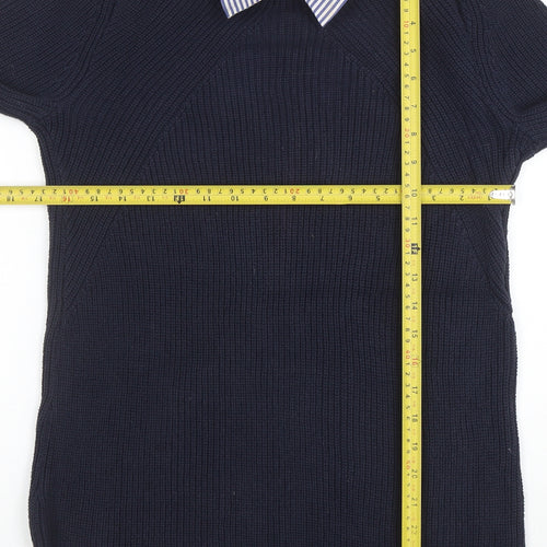 Next Women’s Blue Collared Knit Cotton Jumper Size 10
