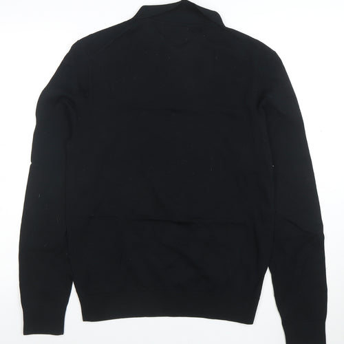 Marks and Spencer Autograph Men's Black Pure Cotton 1/4 Zip Polo S