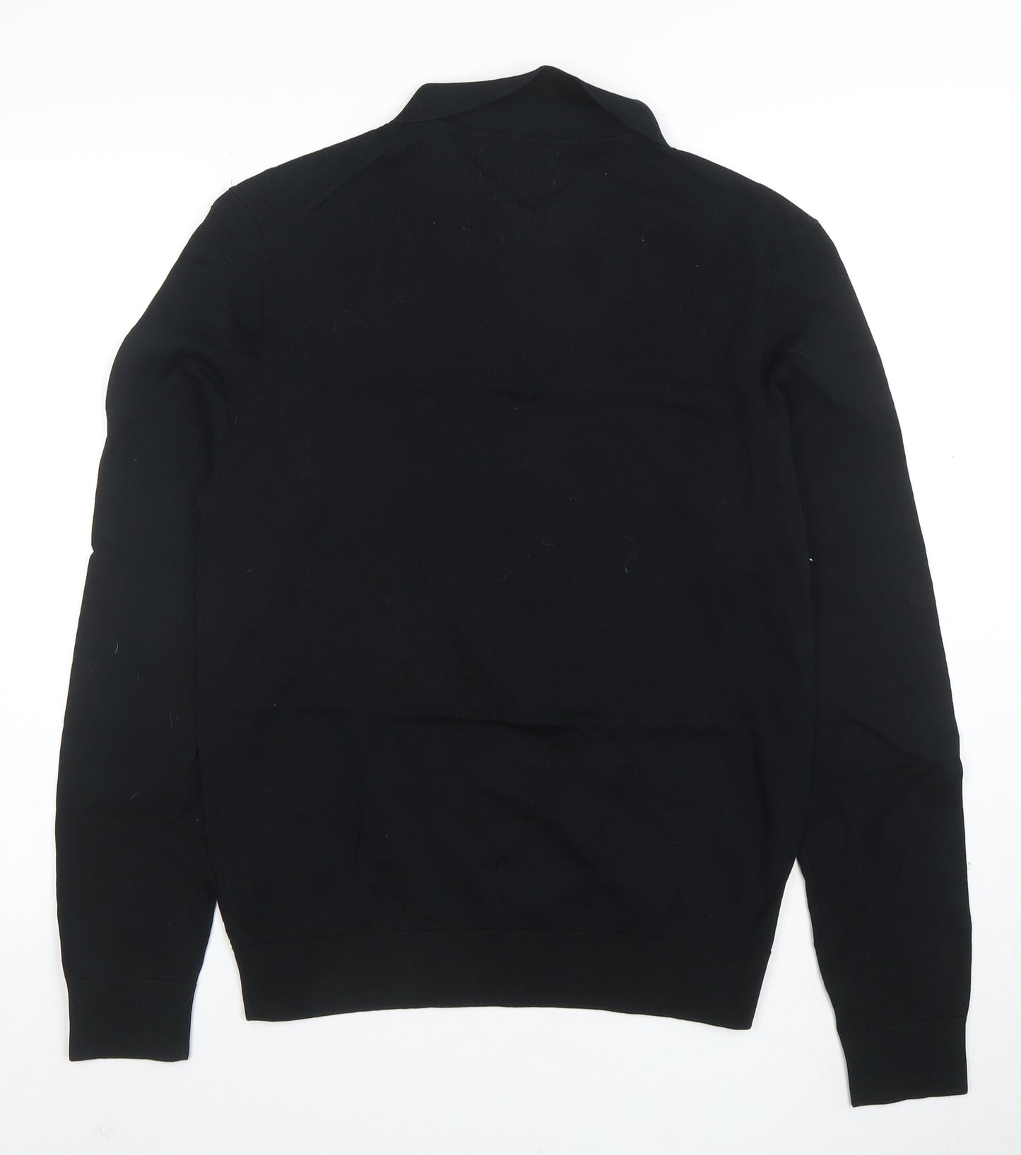 Marks and Spencer Autograph Men's Black Pure Cotton 1/4 Zip Polo S
