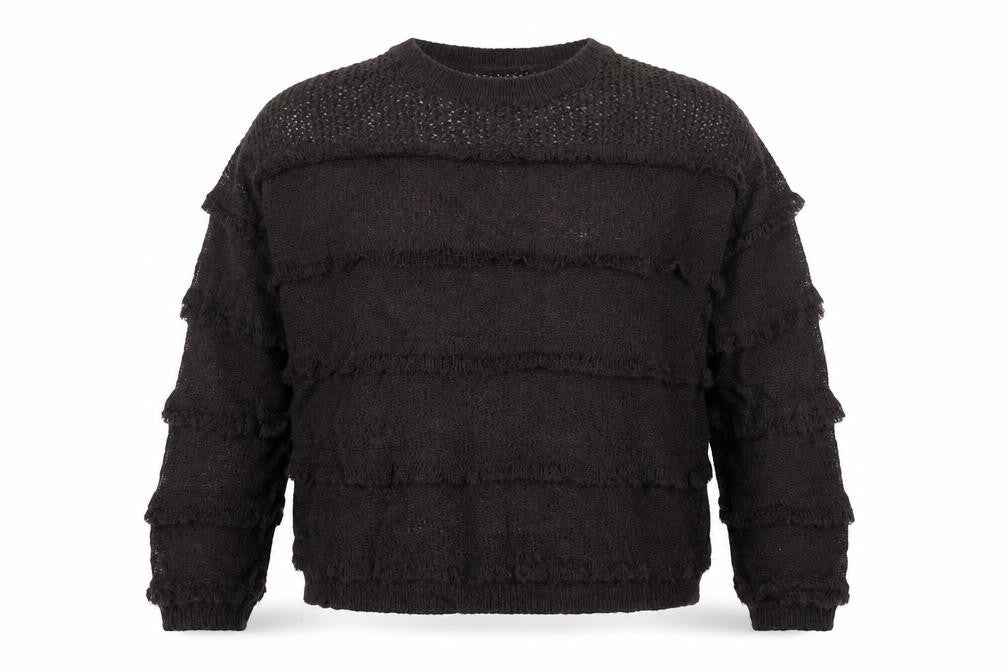 Front view of Per Una Women's Brown Mohair Blend Relaxed Open-Knit Jumper M
