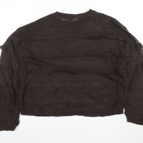 Per Una Women's Brown Mohair Blend Relaxed Open-Knit Jumper M