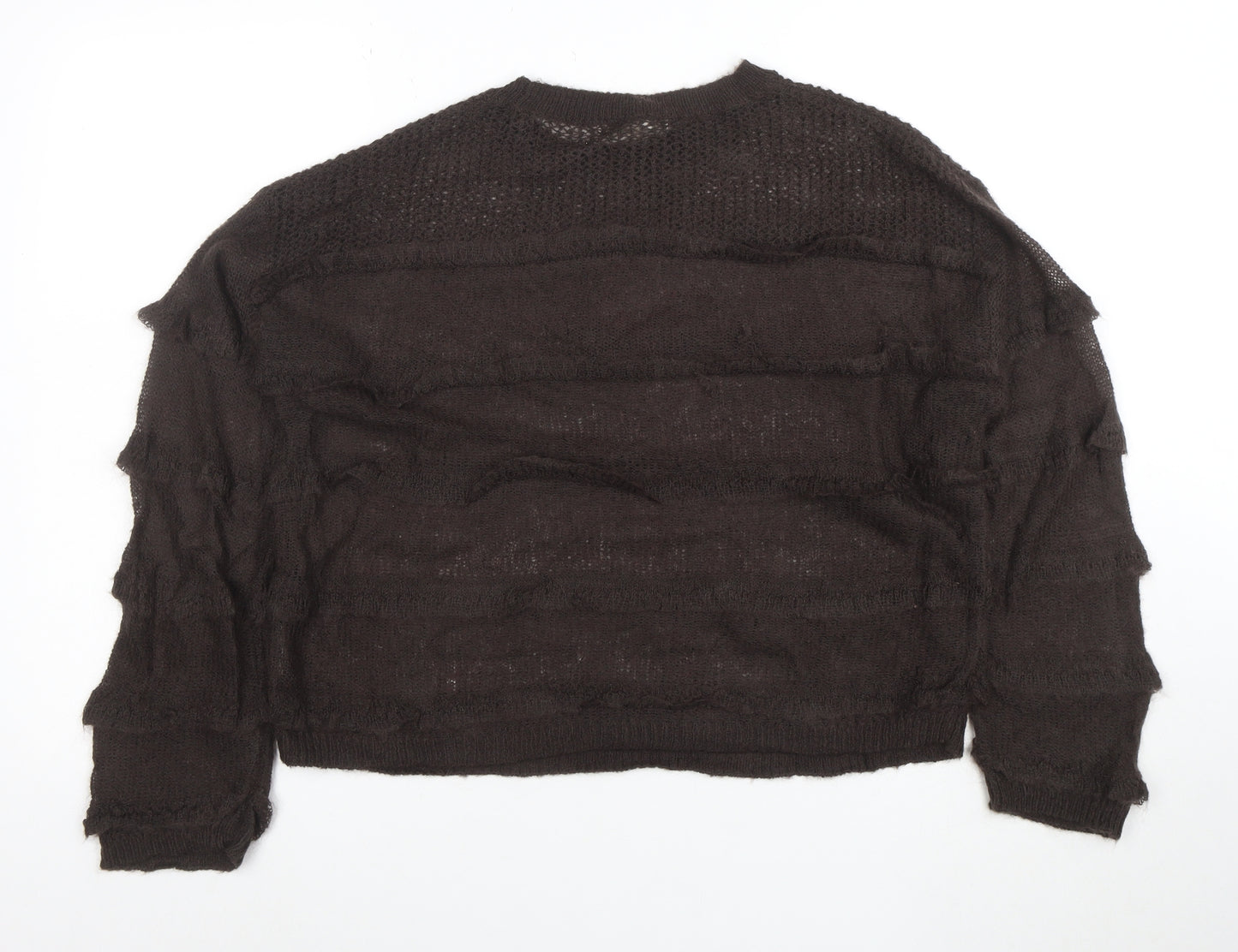 Per Una Women's Brown Mohair Blend Relaxed Open-Knit Jumper M