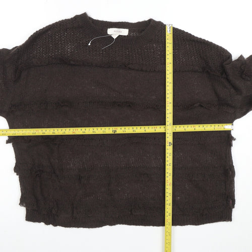 Per Una Women's Brown Mohair Blend Relaxed Open-Knit Jumper M