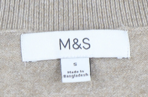 Marks and Spencer Womens Beige Ruffle Button Cardigan Size S
