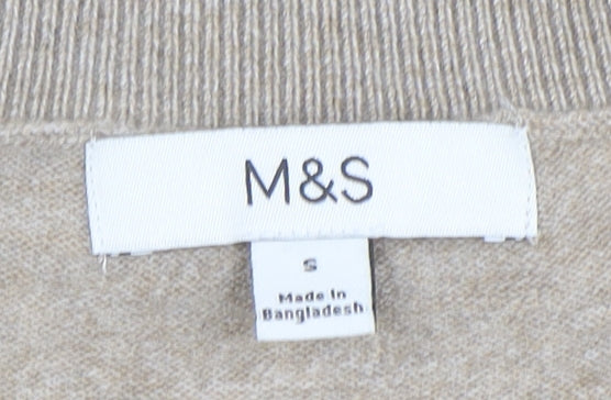Marks and Spencer Womens Beige Ruffle Button Cardigan Size S