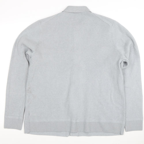 Marks and Spencer Men's Grey Cotton Blend Collared Cardigan XL