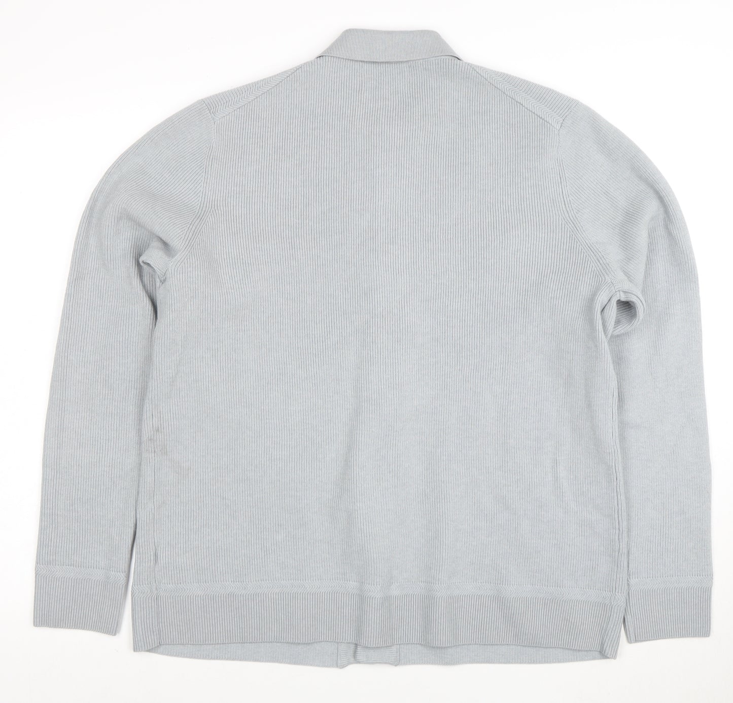 Marks and Spencer Men's Grey Cotton Blend Collared Cardigan XL