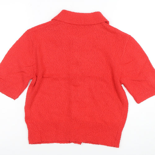 Marks and Spencer Women’s Red Collared Button Cardigan XS