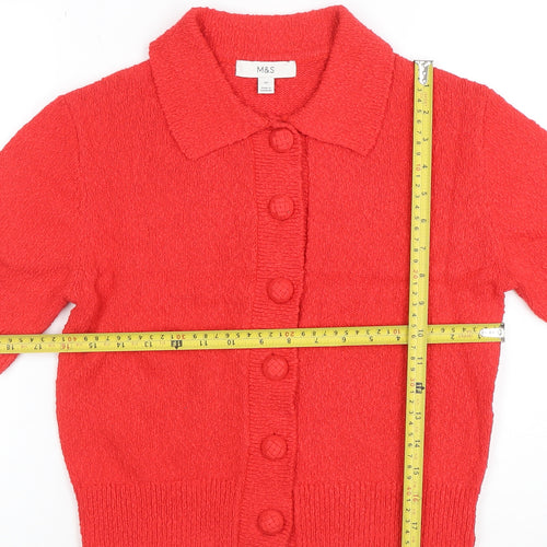 Marks and Spencer Women’s Red Collared Button Cardigan XS