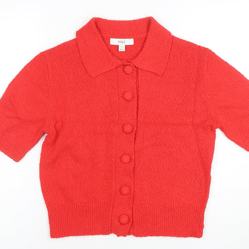 Marks and Spencer Women’s Red Collared Button Cardigan XS