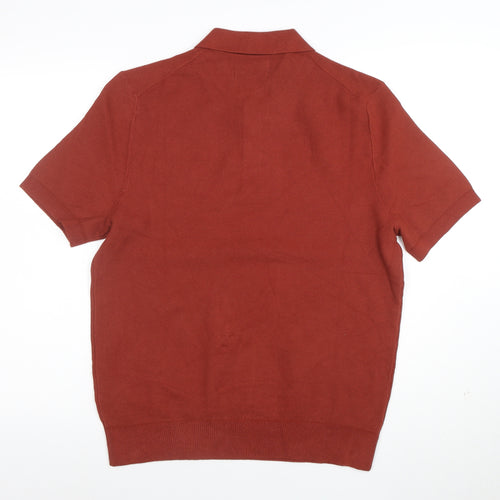 Marks and Spencer Men's Brown Cotton Polo Shirt M Short Sleeve