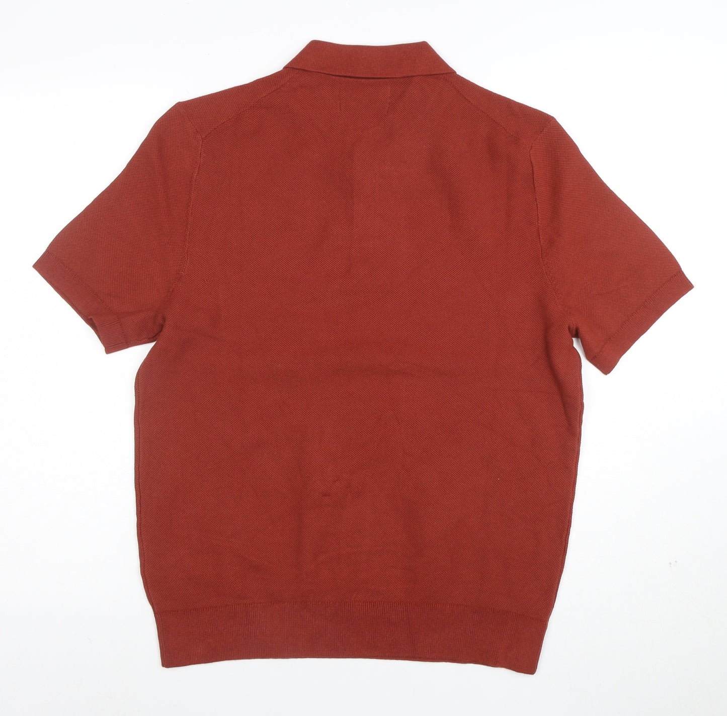 Marks and Spencer Men's Brown Cotton Polo Shirt M Short Sleeve